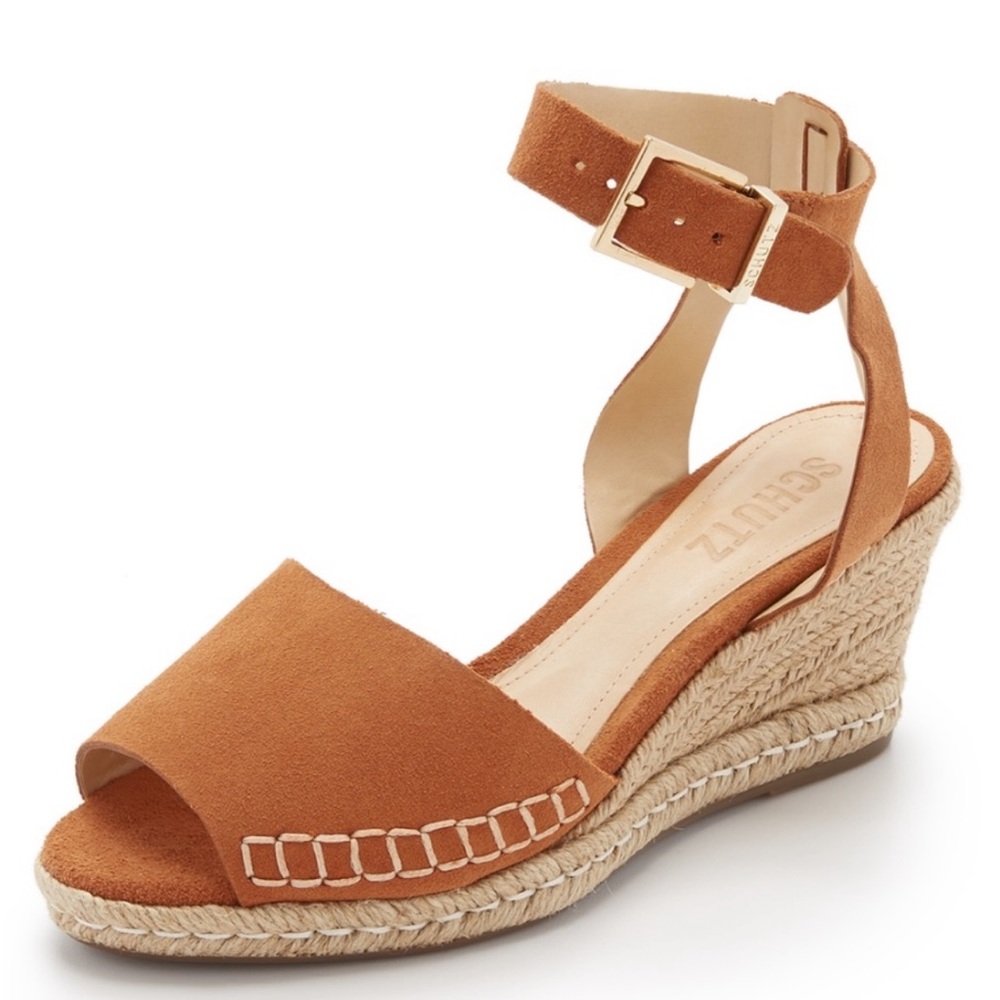 Schutz Geneva Suede Wedge Espadrille Sandals